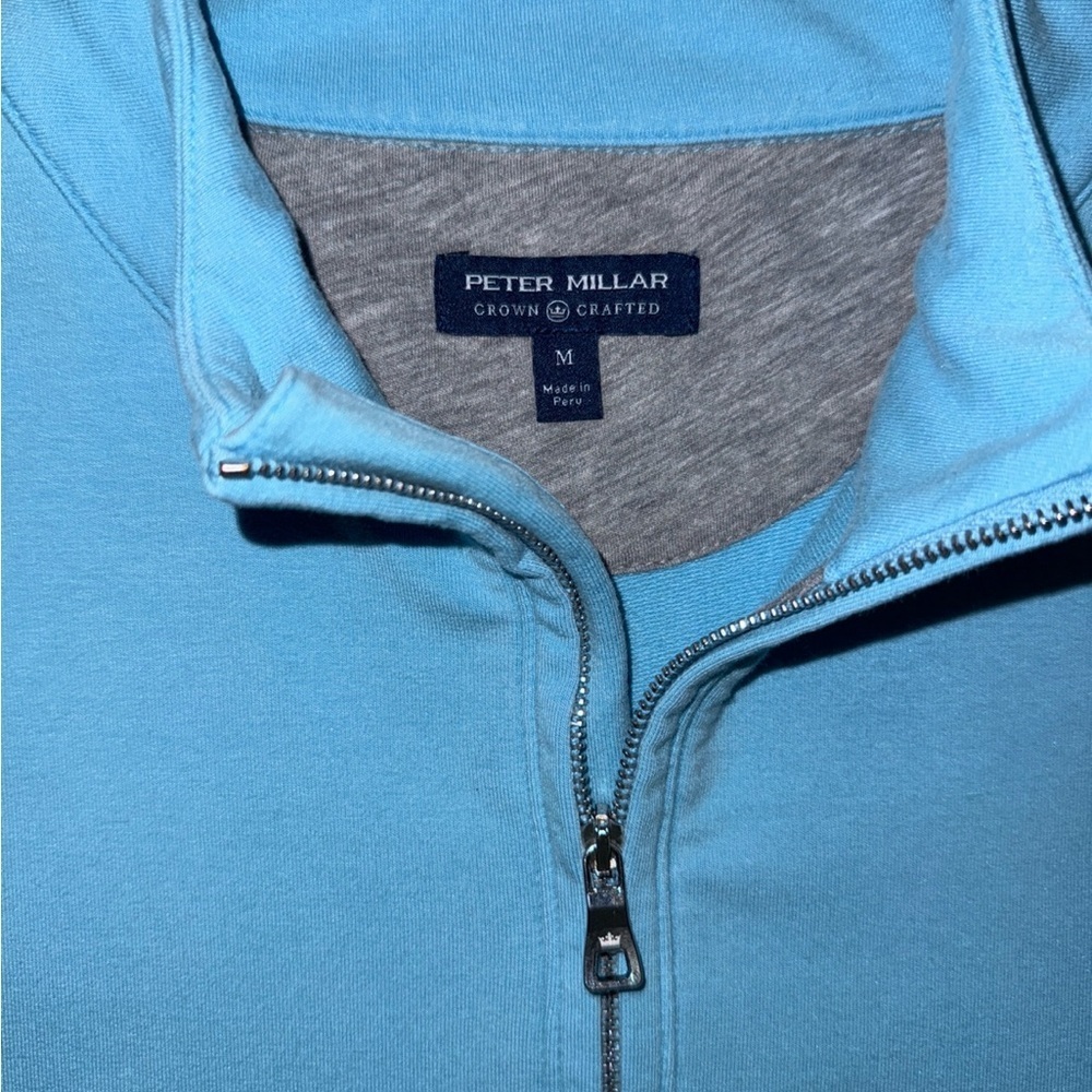 Peter Millar Ace Cotton-Modal Quarter-Zip Pullover Men’s Medium Blue Golf - Picture 4 of 16